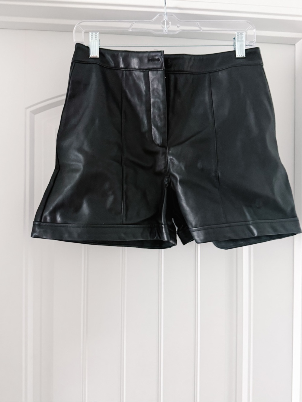 Black Faux Leather High Waist Micro Shorts